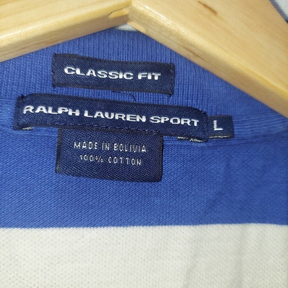 Ralph Lauren Sport Classic Fit Blue/White Striped Polo, Large - Picture 2 of 9
